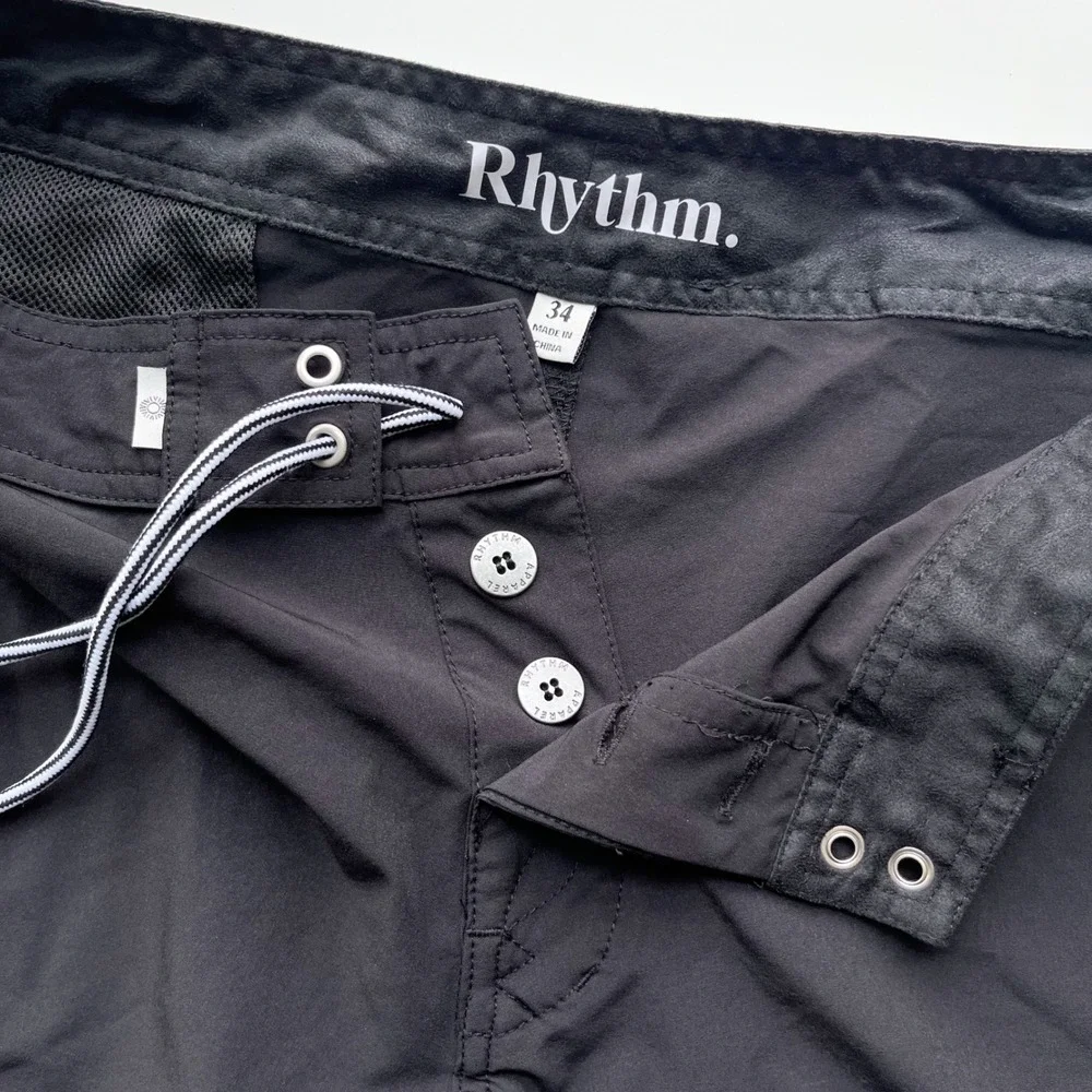 Rhythm Classic Stretch Trunk Board Shorts Black Mens 34
